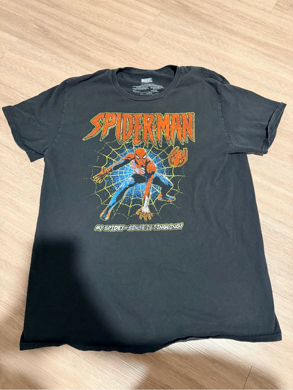 Marvel Black Spider-Man Graphic Tee with Red and Blue Print